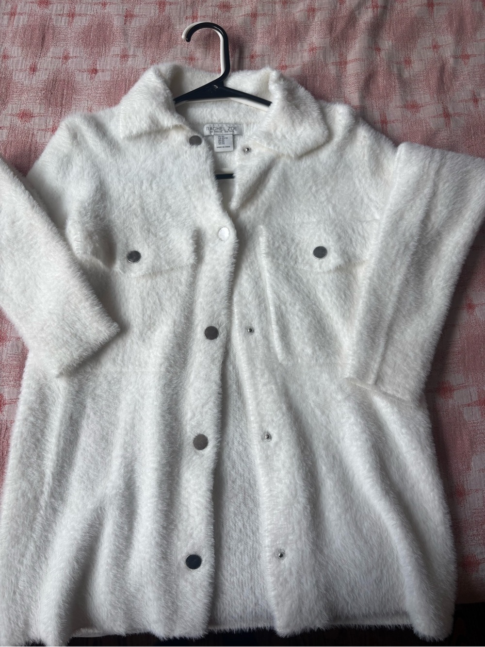 Rachel Zoe White Fuzzy Teddy Jacket